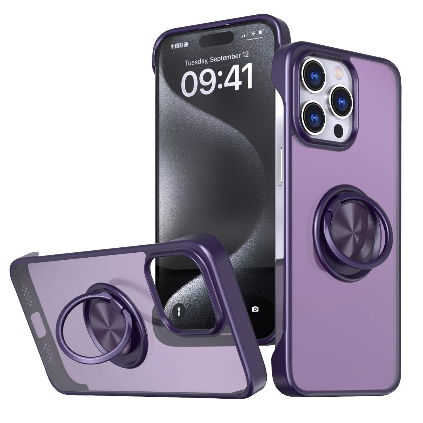 iPhone Elegant Purple FrostGuard 360° Ring Kickstand Case